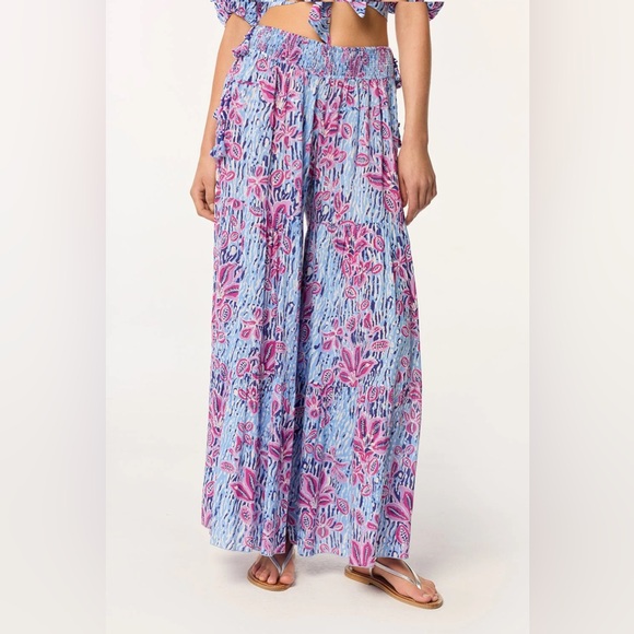 Poupette St Barth Soledad Pant in the Blue Exotic Forest print Size S Resortwear